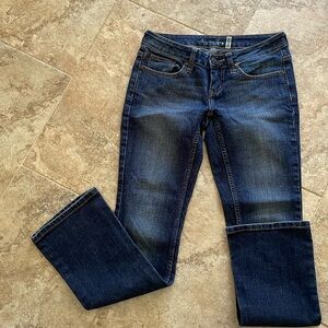 American rag super low ride waist jeans short length juniors Y2K size 0 boot cut